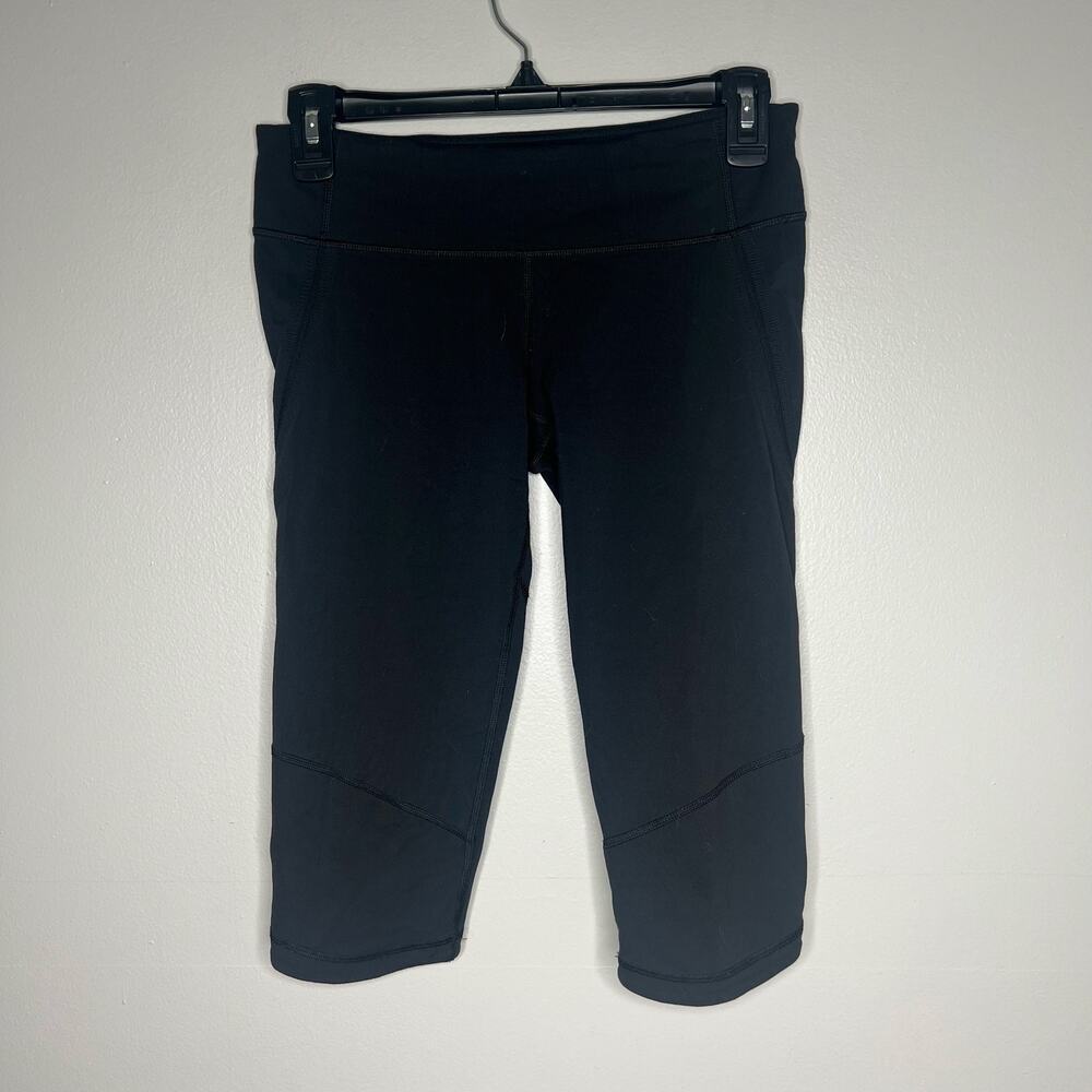Lululemon Women's Run: For Your Life Crop Deep Capri Black Leggings Sz 6 Workout